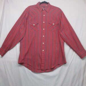 Laredo Pearl Snap Button Down Stripe Western Burgundy Red Men Size | L